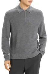セオリー メンズ アウター パーカー・スウェット ハーフジップ セーター Theory Cyr Quarter Zip Cashmere Sweater Dark Grey Melange グレーのサムネイル