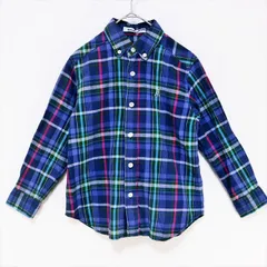 ME2-010☆familiarファミリア 120サイズ チェック柄 シャツ 長袖シャツ ブルー 子供服 ファッション キッズ■