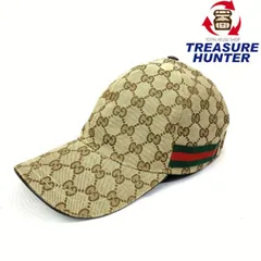 GUCCI(グッチ) ウェブストライプ ベースボールキャップ サイズKL/60 200035 GGキャンバス ブラウン  【102060194001】