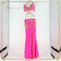 ベリーダンス オリエンタル 衣装 上下セット ピンク系 トップス