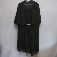 レディース　ワンピース　セレモニー　ボレロ　パール装飾　黒　大きいサイズ　6L  ☆KP-036☆