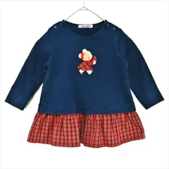 ME2-014☆familiarファミリア チェック柄スカート 90サイズ 日本製 ワンピース 子供服 キッズ ファッション■