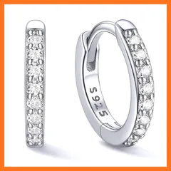 【新品】 [ChicSilver] フープピアス レディース リングピアス メンズ つけっぱなし 金属アレルギー対応 シルバー925 ジルコニア 内径8mm 20g