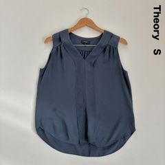 新品タグ付 セオリー シルク100% ノースリーブブラウス フリル 