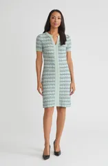 ミソック レディース トップス ワンピース ニット Misook Plaid Textured Knit Sheath Dress Fresh MintMystic Green グリーン