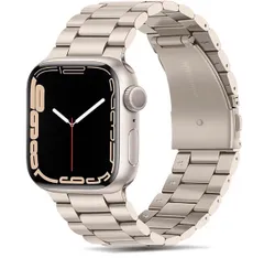 【49mm 46mm 45mm 44mm 42mm】コンパチブル Apple Watch バンド プレミアムステンレススチールメタル交換バンド (スターライト)