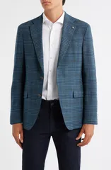 ジャックビクター メンズ アウター ジャケット・ブルゾン ウール コート Jack Victor Midland Contemporary Fiteal Plaid Wool Sport Coateal ティール
