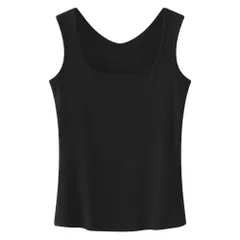 タンクトップ レディース リブあみ スクエアネック Vネック 前後2WAY カップなし インナー 伸縮 ノースリーブ さらさら 無地 カジュアル 女性用 肌着 rr-075