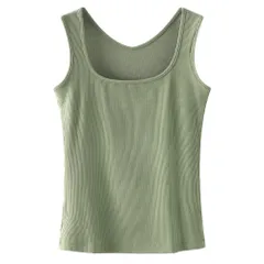 タンクトップ レディース リブあみ スクエアネック Vネック 前後2WAY カップなし インナー 伸縮 ノースリーブ さらさら 無地 カジュアル 女性用 肌着 rr-075