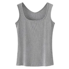 タンクトップ レディース リブあみ スクエアネック Vネック 前後2WAY カップなし インナー 伸縮 ノースリーブ さらさら 無地 カジュアル 女性用 肌着 rr-075