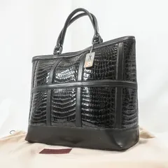 美品 HAMANO 濱野皮革工藝 皇室御用達 クロコダイル ワニ革 トートバッグ ハンドバッグ ブラック 黒 タグ付き 日本製 大容量 A4 ビジネス フォーマル レディース メンズ 高級 本革 レザー 通勤 通学 冠婚葬祭