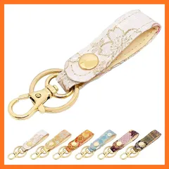 【新品】 [leo&aoi] キーリング スナップボタン ベルト式 キーホルダー 西陣織 金襴 バッグチャーム 和柄 和風 鍵 カギ レディース メンズ 明 うす墨の桜 1