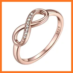 【新品】 [Bestyle] 指輪 レディース シルバーＳ925製 金属アレルギー対応 ジルコニア リング つけっぱなし ピンクゴールド指輪 無限マーク 透かし彫り 重ねづけシンプル 結婚式ゆびわ 記念日 プレゼント 0