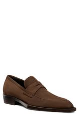 スチュアート ワイツマン メンズ シューズ スエード ローファー Stuart Weitzman Camillo Square Toe Suede Penny Loafer Espresso