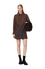 マージュ レディース トップス ワンピース ミニ maje 2in1 mini dress Brown ブラウン