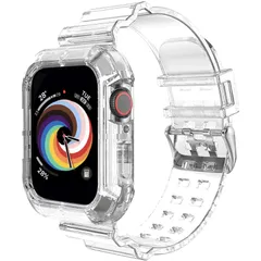 11/10/9/Ultra2/Ultra/8/7/6/5/4/3/2/1/SEに対応 38mm 40mm 41mm 42mm TPU材質 44mm 45mm 46mm 49mm Series iWatch 耐衝撃ベルト クリア 全面保護ケース 透明 一体型交換