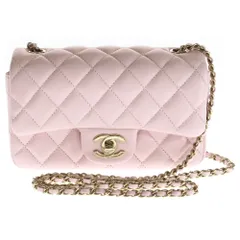 CHANEL (シャネル) ミニマトラッセ シングルフラップ シングルチェーン ショルダーバッグ ピンク ラムスキン ゴールド金具