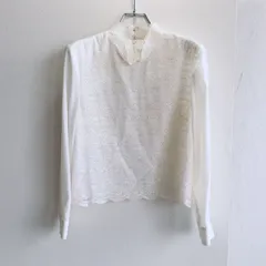 良品✨ エレガンス ファッションElegance fashion  ブラウス ハイネック スタンドカラー 総レース 刺繍 シフォン袖 フォーマル きれいめ 上品 透け感 大きめ オフィスカジュアル 大人 フェミニン エレガント オケージョン ホワイト 白のサムネイル