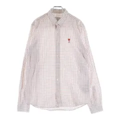 AMI Alexandre Mattiussi (アミアレクサンドルマテュッシ) Check Shirt ハートロゴ刺繍 長袖チェックシャツ ホワイトのサムネイル