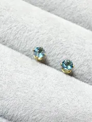 ロンドンブルートパーズAAA ピアス 3mm ラウンドファセット サージカルステンレス K18メッキ