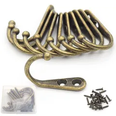 10個 亜鉛合金アンティーク壁掛け フック 高耐荷重 金具 かべかけフック キッチン 台所 壁かけ 洋服掛け (ブロンズ)