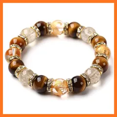 【新品】 [京珠堂] パワーストーン 天然石 四神 魔除け 厄除け メンズ ブレスレット 青龍 白虎 朱雀 玄武 (四神×ルチルクォーツ×タイガーアイ, 17cm) 0