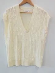 ピB376●AZUL BY MOUSSY●アズールバイマウジー●ニット●ベスト●フリンジデザイン●レディース⚫︎sizeF●白