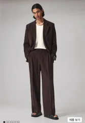 H&M テーラードパンツ ルーズフィット DARK BROWN (82-86cm)