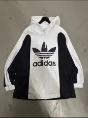 アディダス 白/ブラック フードT