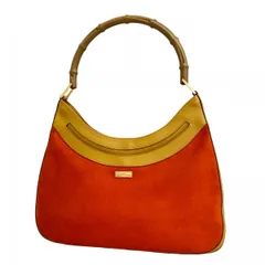 【6ca0592-k】グッチ ハンドバッグ バンブー 001 4062 スウェード レッド ゴールド金具【中古】レディース
