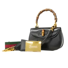 【6ca0701-k】グッチ ハンドバッグ バンブー 675797 レザー ブラック ゴールド金具 2wayバッグ【中古】レディース