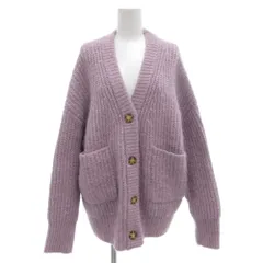 ザラ ZARA パッチポケットニットカーディガン 長袖 厚手 ウール アルパカ混 S 紫 パープル /GV