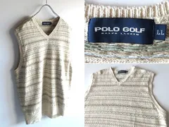 希少 90sビンテージ POLO GOLF RALPH LAUREN ポロゴルフ ラルフローレン フェアアイルボーダー Vネック コットンシルクニットベスト LL XL
