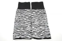 中古 レディース パーリーゲイツ PEARLY GATES レッグウォーマー フリー 黒 ゼブラ柄 内側フリース 防寒