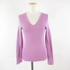 ヌワン NUONE ニット セーター 長袖 Vネック 紫 2 *T152