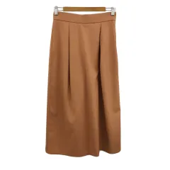 グリーンレーベルリラクシング ユナイテッドアローズ green label relaxing モナブル monable パンツ ワイド ロング ガウチョ 無地 ウエストゴム タック 38 茶 オレンジ ブラウン