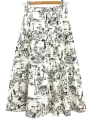 インゲボルグ INGEBORG リゾートプリント フレアスカート ホワイト 白 9号 3 ボトムス コットン 綿