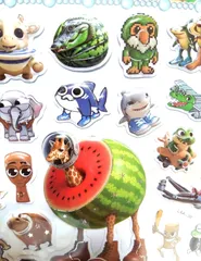 3Dアクリルシール でかい！イタリアンブレインロット トゥントゥントゥンサフール ユニークデザイン ネットミーム 手帳用 かわいい ステッカー スーツケース ギフトに最適 多様な用途 シーンに対応ぷくぷく中空タイプ (3D立体) (単品4番柄の1枚）