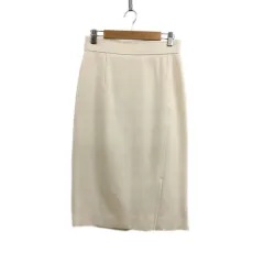 ユナイテッドアローズ UNITED ARROWS スカート タイト ミモレ ひざ下 スリット ラップ風 無地 36 白 ベージュ ホワイト