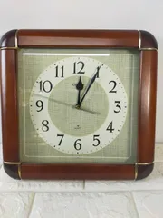 シチズン CITIZEN 掛時計 時計 クォーツ 木 茶色 四角 アンティーク A565のサムネイル