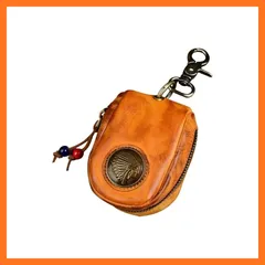 【新品】 [Ｗｈａｔｎａ] アンティーク風合い鞣し 天 然 牛 革 手作り キーケース バイク用メンズ レディース コインケース 小銭入れ スマートキーケース キーホルダー 車用キーケース カーキーケース 厚 手 レザー本革 5色 Y6 (ブラウン) 0