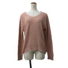 グローブ grove セーター ニット プルオーバー Vネック ラメ 長袖 M ピンク