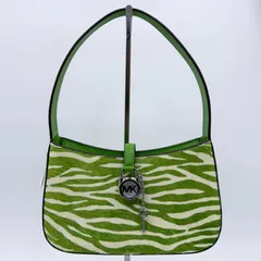 【新品・未使用】MICHAEL KORS（マイケルコース）LYRA ライラ ショルダーバッグ ハンドバッグ ゼブラ柄 グリーン ハラコ調 レザー シルバートーン金具 レディース