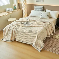 新品 コーラルフリース両面ブランケット毛布シングル 柔らかいふわふわ軽量洗える大判ブランケット，マイクロファイバー厚手 吸湿発熱 静電
