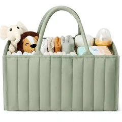 Meewtun おむつストッカー オムツ収納ケース オムツストッカー 大容量 多機能 収納 軽便 収納バッグ 収納ケース ベビー用品 赤ちゃん用品 育児用品入れ 小物入れ おもちゃ (グリーン) 1