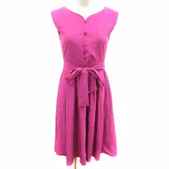 プロポーション ボディドレッシング PROPORTION BODY DRESSING シャツワンピース ひざ丈 Vネック ウエストマーク ノースリーブ 1 S ピンク /YK