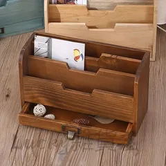 【新品・未使用】収納ボックス 収納ケース キャビネット コンパクト 卓上 ミニチェスト 木製 引き出し オフィス 雑貨 書類 小物入れ ラック 棚 おしゃれ アンティーク調 オフィス