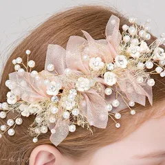【新品?未使用】 子供 ピアノ発表会 入学式 卒業式 フォーマル ヘアアクセサリー パール 小花 リーフ ヘッドドレス カチューシャ ウエディ