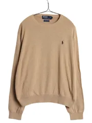 【お得なクーポン配布中!】 00s ポロ ラルフローレン ニット セーター メンズ L オールド 長袖ニット 高級 100% ピマ コットン ワンポイント クルーネック ハイゲージ 