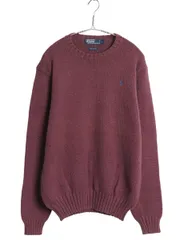 【お得なクーポン配布中!】 90s ポロ ラルフローレン コットン ニット セーター メンズ L / 古着 オールド 長袖ニット ワンポイント クルーネック シンプル ゆったり 